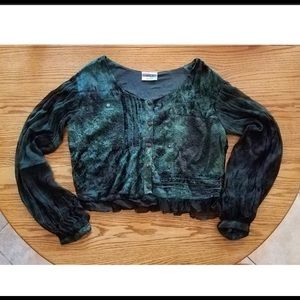 Green Velvet Boho Top